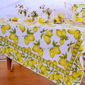 April Cornell Lemons Tablecloth 60 x 120 Table for 12-14 Oblong 100% Cotton New